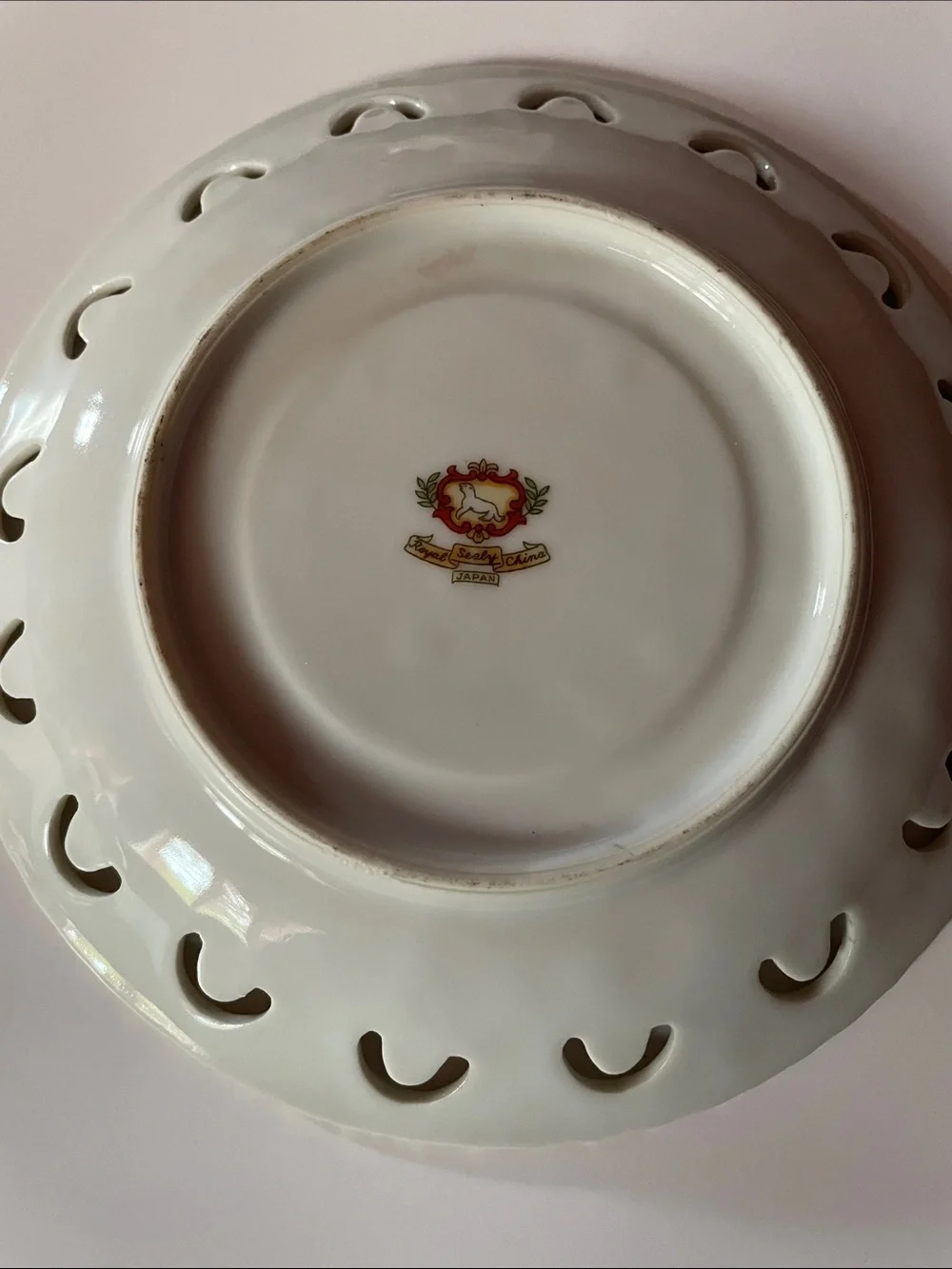 Royal Sealy Iridescent Purple lilacs Floral Decorative Reticulated Plate